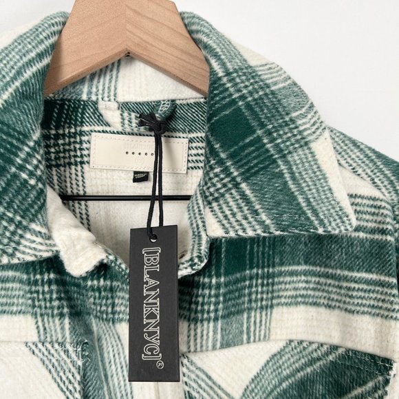 New Anthropologie BlankNYC Long Shacket Belted Plaid Coat Shirt Jacket Oversized - Picture 3 of 10
